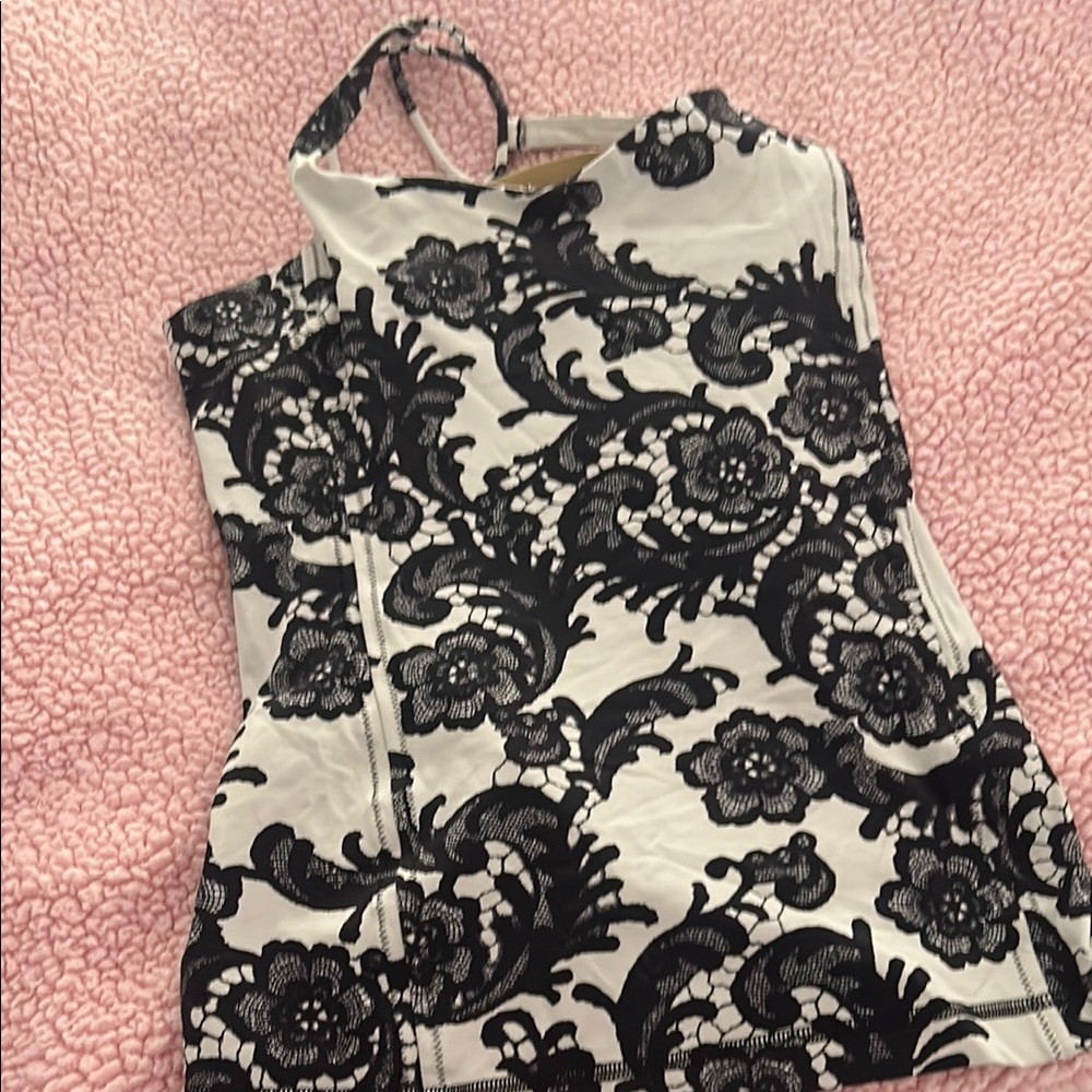 Black and White Floral Halter Top